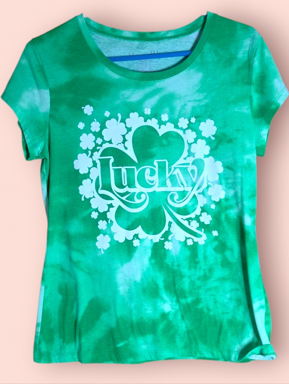 Wound Up Green Tie-Dye 'Lucky' Clover Graphic Tee